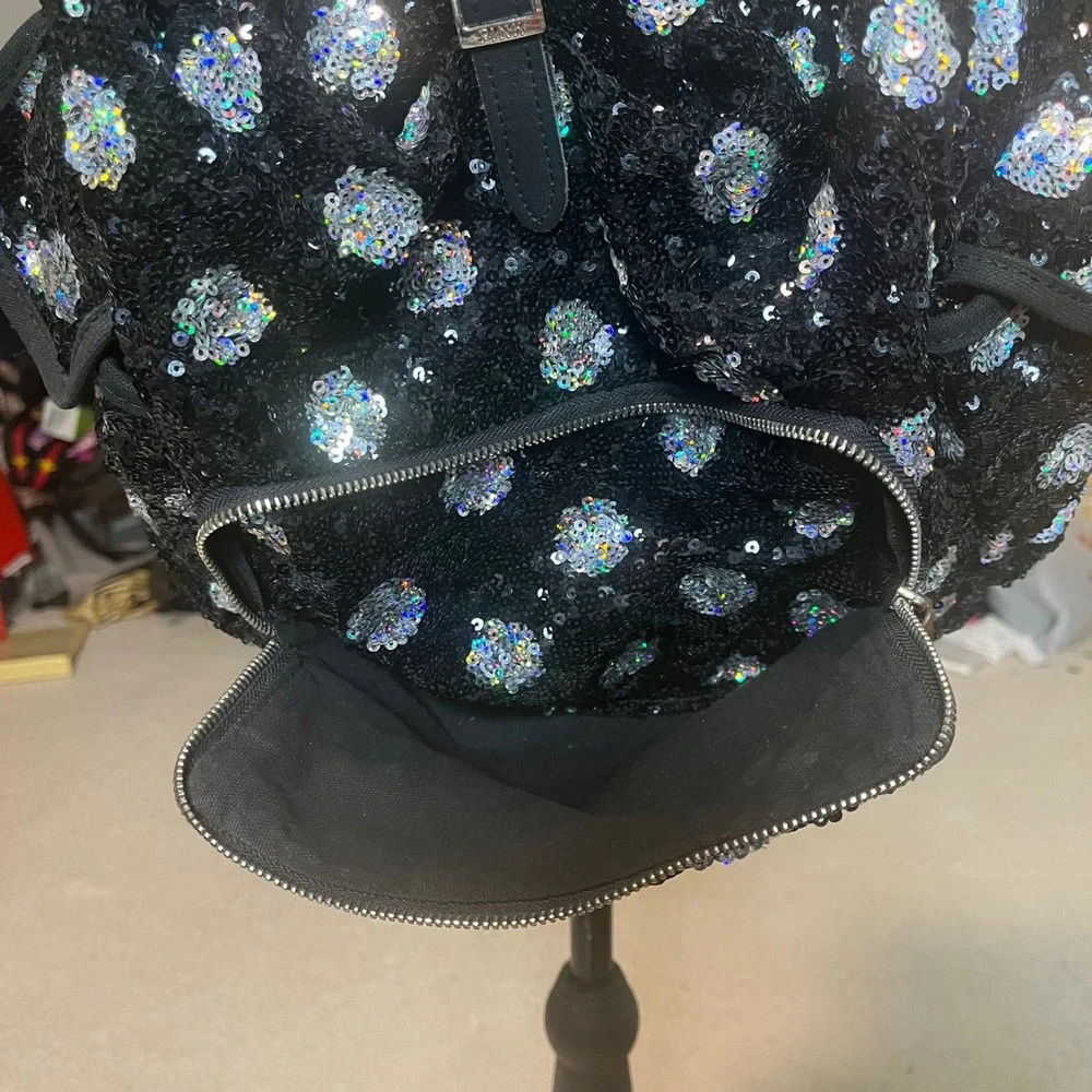 Victoria's‎ Secret PINK Sequin Polka Dot Festival Backpack Black Silver Sparkle